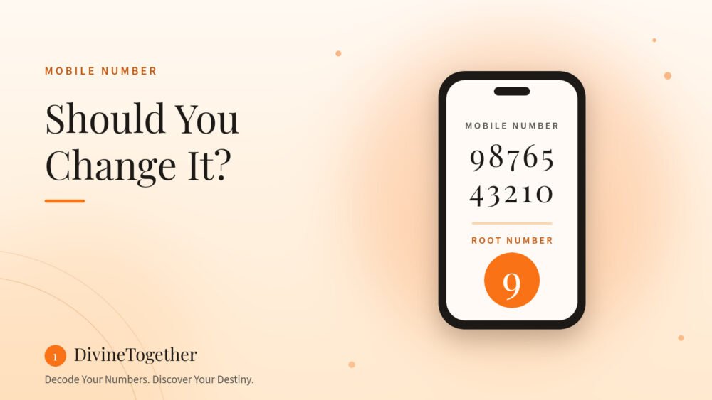 Phone screen showing the digits 98765 43210 with a root number of 9